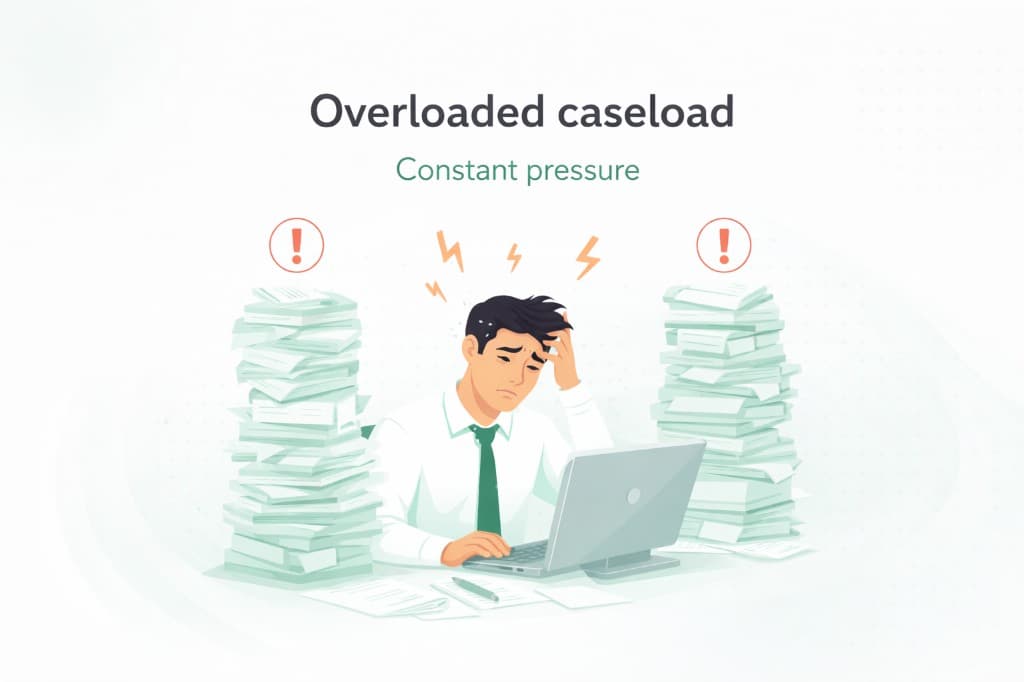 Overloaded caseload — constant pressure